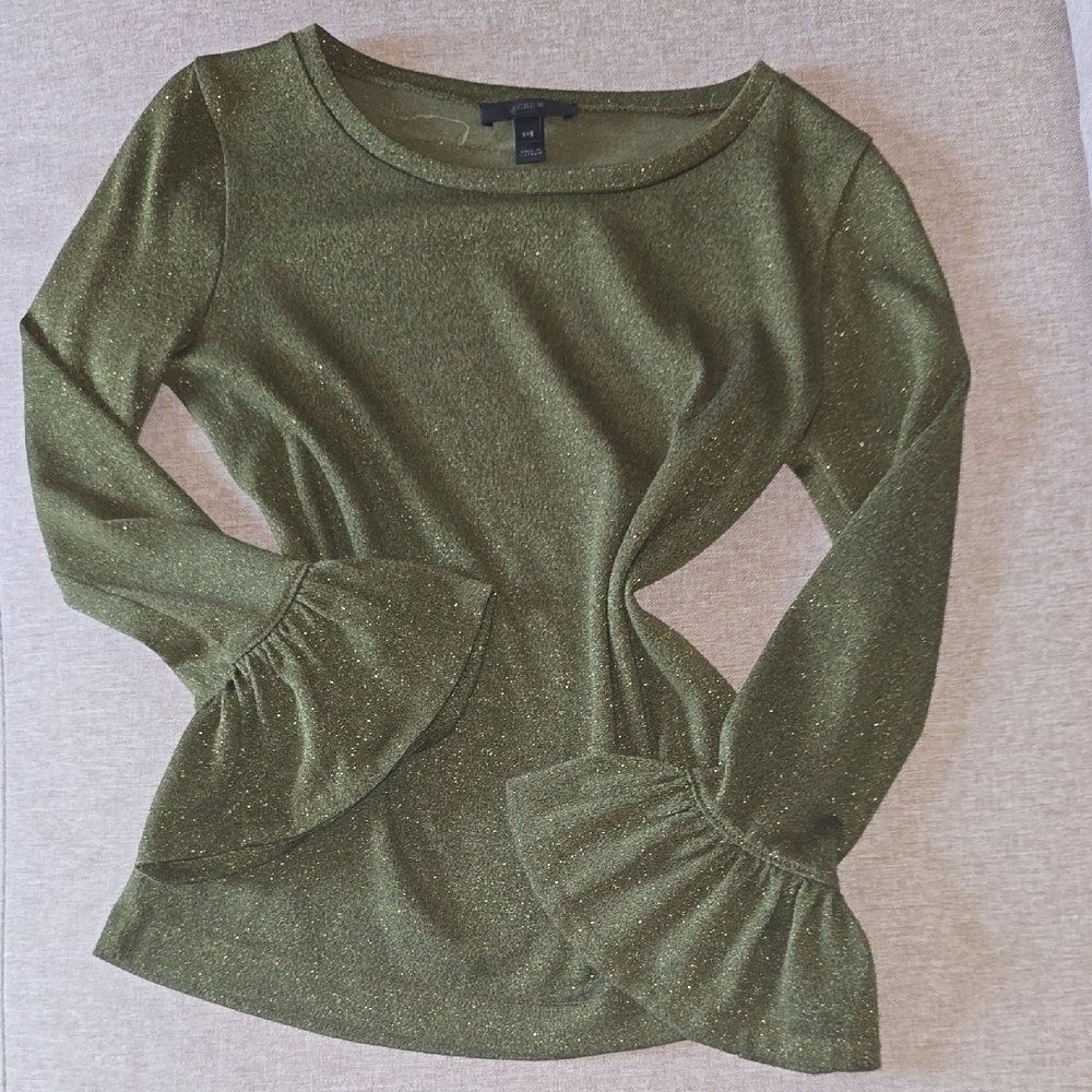 J. Crew Green Glitter Blouse